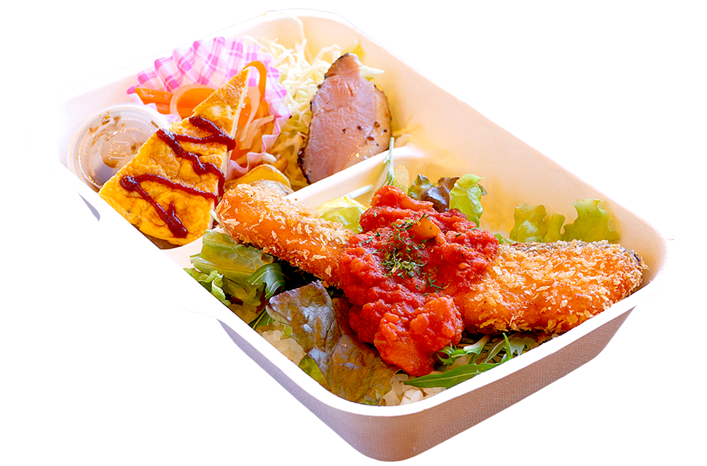 トマトソースのサーモンフライ弁当